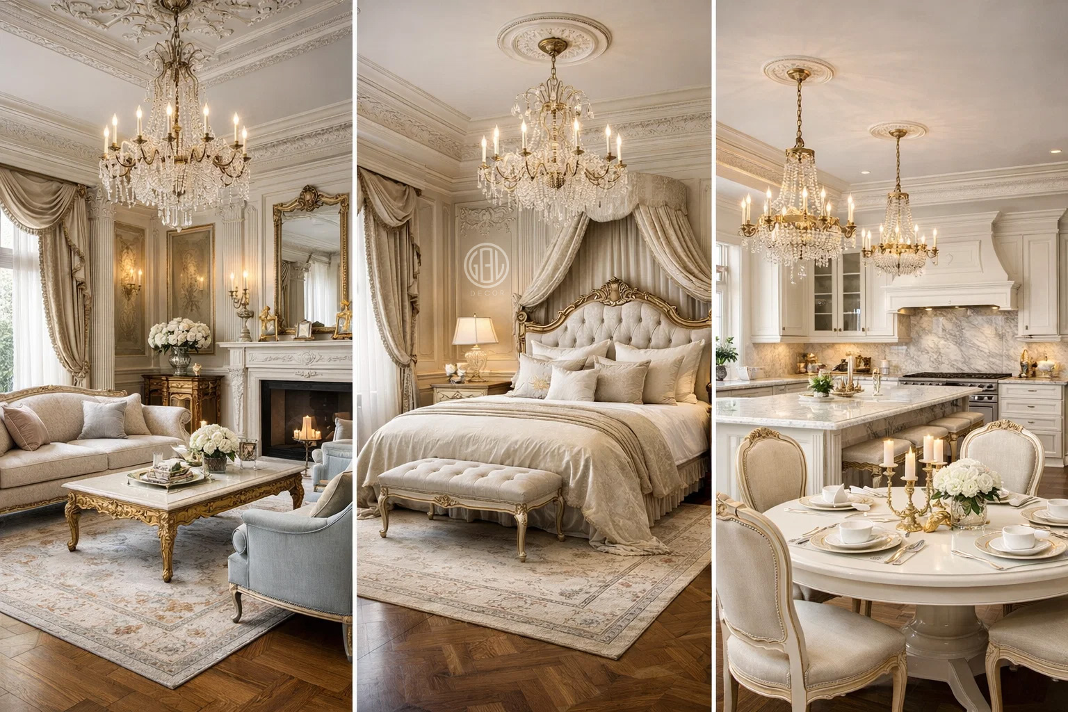 Ứng dụng thiết kế nội thất tân cổ điển theo từng không gian