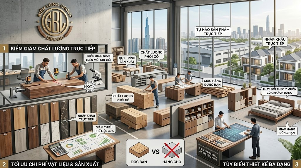 Cá nhân hóa sản phẩm tại xưởng thi công nội thất trực tiếp