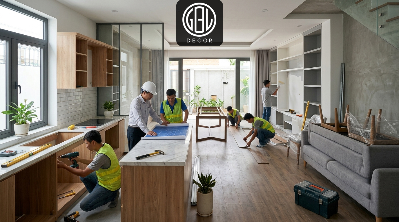 Thi Công Nội Thất Nhà Phố Trọn Gói: Bí Quyết Tối Ưu Không Gian và Nâng Tầm Đẳng Cấp