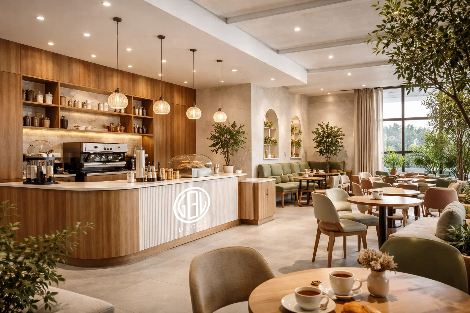 thiết kế nội thất quán cà phê theo Phong cách hiện đại