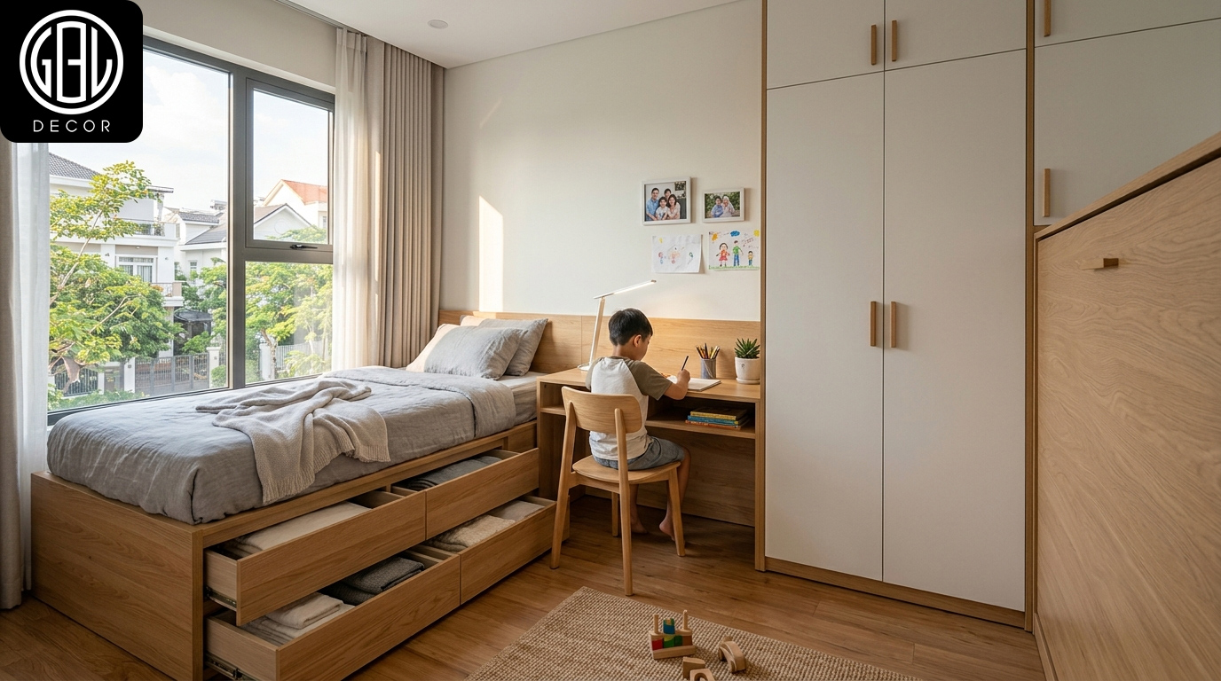 Tích Hợp Đồ Đạc Thông Minh Đa Năng Cho Phòng Ngủ Nhỏ
