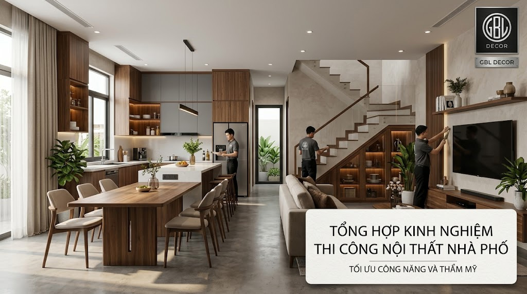 Tổng hợp kinh nghiệm thi công nội thất nhà phố tối ưu công năng và thẩm mỹ