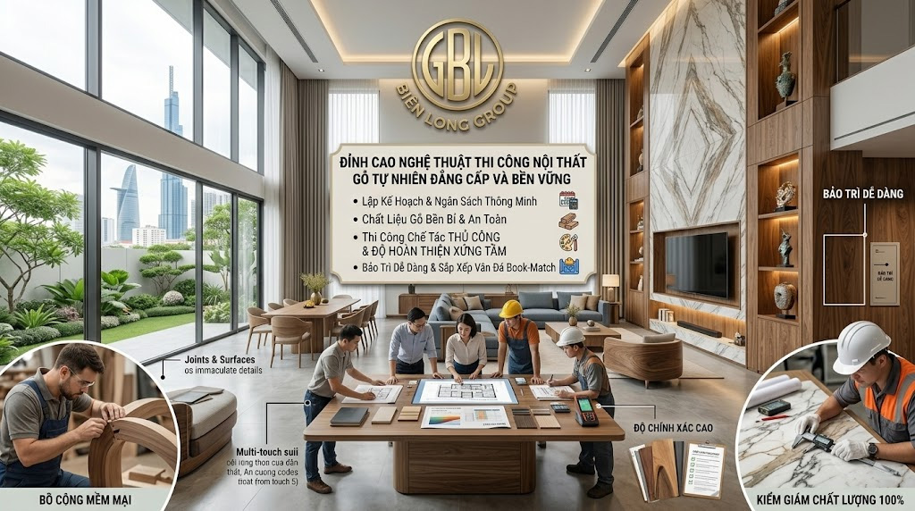 Đỉnh cao nghệ thuật thi công nội thất gỗ tự nhiên đẳng cấp và bền vững