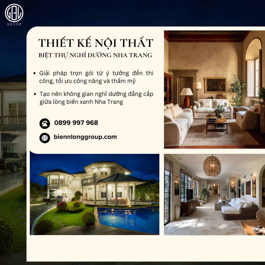 Thiết kế nội thất biệt thự nghỉ dưỡng Nha Trang – Dấu ấn tinh tế cùng Biên Long