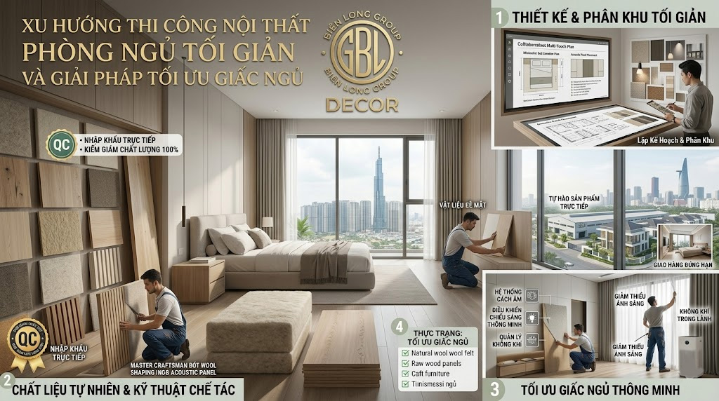 Xu hướng thi công nội thất phòng ngủ tối giản và giải pháp tối ưu giấc ngủ